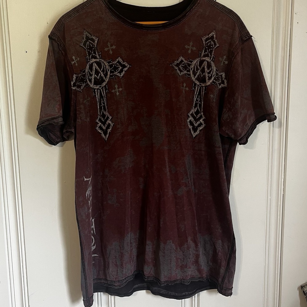 Affliction Men's 100% Cotton USA Made Wing Logo Graphic Tee Shirt XL Y2K Rare